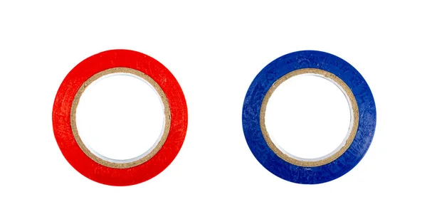 Blue Red Electrical Tape Isolated Plastic Duct Tape Rolls Colored — 스톡 사진
