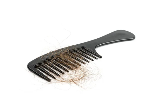 Sisir Dengan Kehilangan Rambut Terisolasi Rambut Jatuh Brush Scalp Kesehatan — Stok Foto