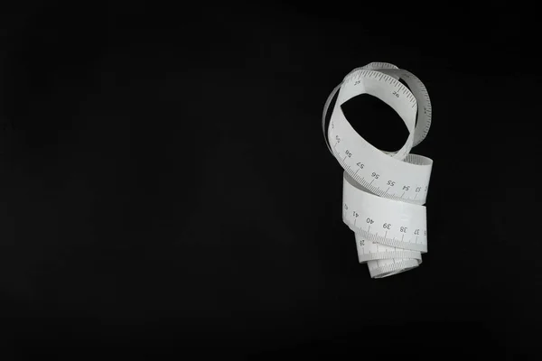 Measuring Tape Isolated Measure Tapes Sewing Metric Tape Black Background — ストック写真