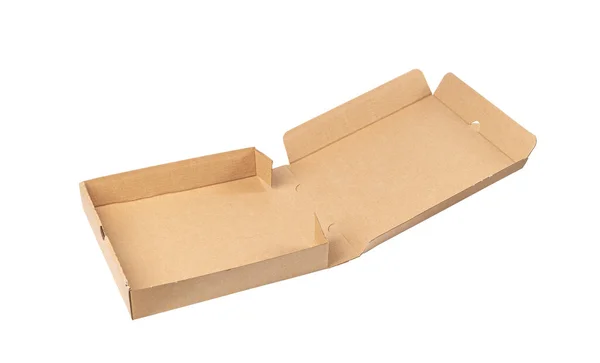 中古オープンボックス分離 クラフト紙配達パッケージ 古い紙容器包装 白い背景に使用される段ボール箱 クリッピングパス — ストック写真