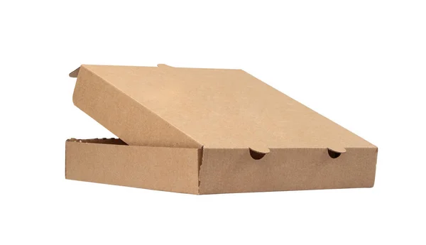 Pizza Box Isolated Craft Paper Delivery Package Mockup New Carton — 스톡 사진