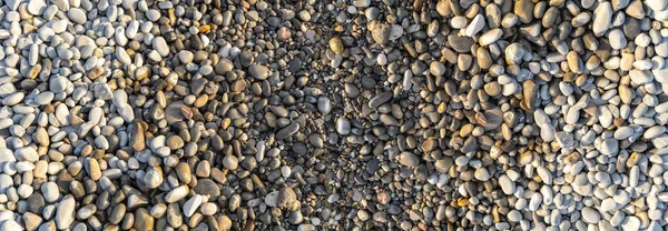 Colored Pebble Beach Texture Background Multicolored Rocky Shore Pattern Summer — Zdjęcie stockowe