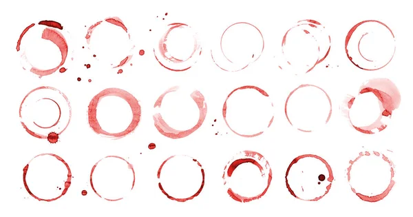 Vine Stain Set Isolated Red Drink Print Glass Stamp Watercolor — стокове фото