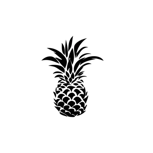 Ананас Icon Ananas Silhouette Comosus Tropical Fruit Design White Black — стоковий вектор