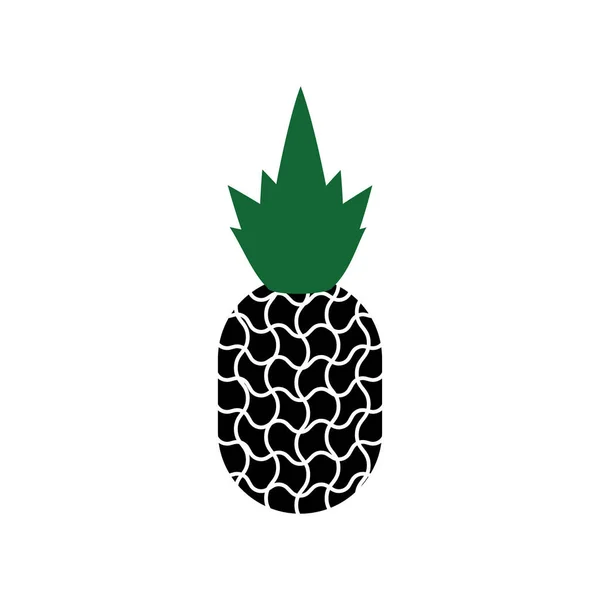 菠萝Icon Ananas Silhouette Comosus Tropical Fruit Design White Black Pine — 图库矢量图片