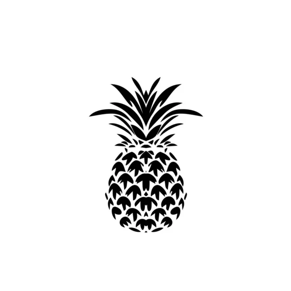 Ícone Abacaxi Silhueta Ananas Design Frutas Tropicais Comosus Símbolo Maçã — Vetor de Stock