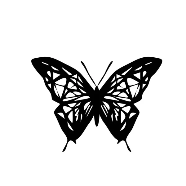 Икона Бабочки Набор Символов Мотылька Силуэт Летающих Насекомых Пиктограмма Крыльев — стоковый вектор