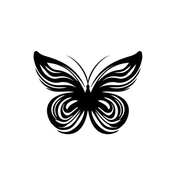 Икона Бабочки Набор Символов Мотылька Силуэт Летающих Насекомых Пиктограмма Крыльев — стоковый вектор