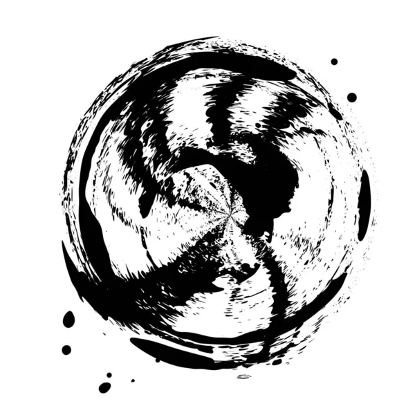 Grunge Shape Texture Rough Circle Stamp Black Paint Ring Frame — Image vectorielle