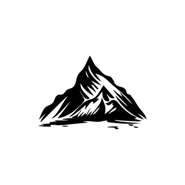 Mountain Icon Rocky Tops Landscape Silhouette Mountains Pictogram Isolated White — Stock Vector