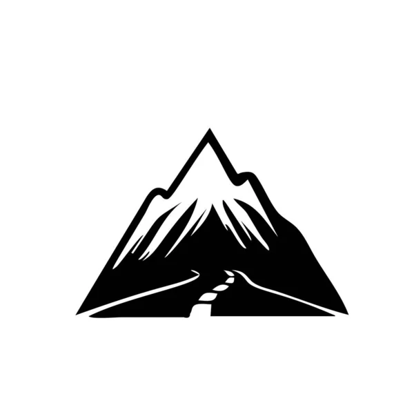 Mountain Icon Rocky Tops Landscape Silhouette Mountains Pictogram Isolated White — 스톡 벡터