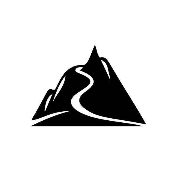 Bergikone Felsgipfel Landschaft Silhouette Berge Piktogramm Isoliert Auf Weiß Vektorillustration — Stockvektor