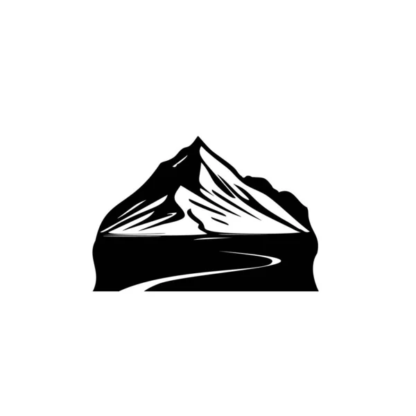 Mountain Icon Rocky Tops Landscape Silhouette Mountains Pictogram Isolated White — 스톡 벡터