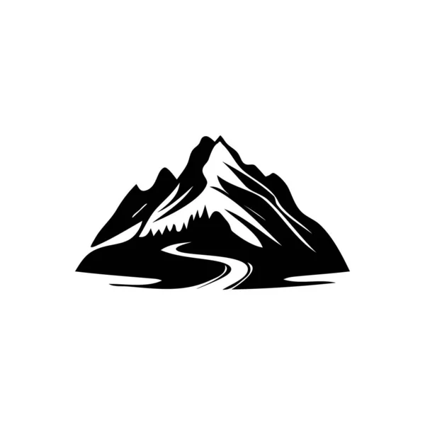 Ikona Górska Sylwetka Krajobrazu Rocky Tops Piktogram Górski Izolowany Białym — Wektor stockowy
