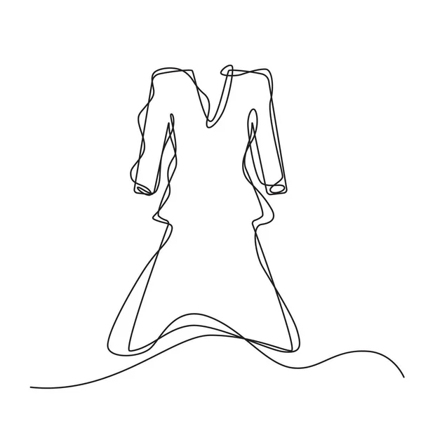 One Line Drawing Dress Continuous Line Woman Clothes Single Outline — Stockvektor