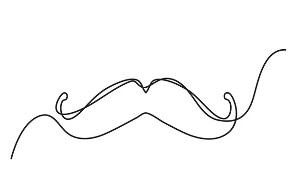 One Line Drawing Moustache Continuous Line Dad Whiskers Moustache Contour — Image vectorielle