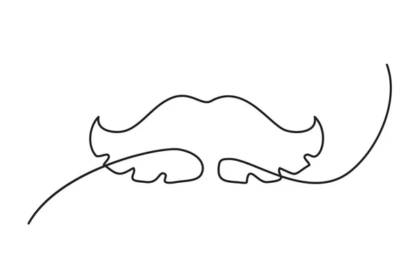 One Line Drawing Mustache Linha Contínua Dad Whiskers Single Outline —  Vetores de Stock