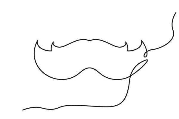Mustache Dibujo Una Línea Whiskers Papá Línea Continua Moustache Solo — Archivo Imágenes Vectoriales
