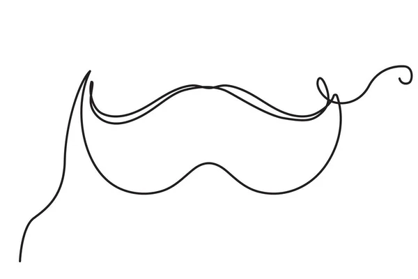 Mustache Dibujo Una Línea Whiskers Papá Línea Continua Moustache Solo — Vector de stock