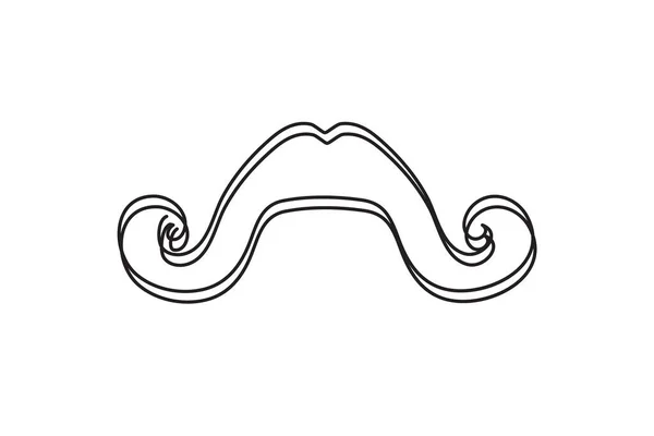 One Line Drawing Mustache Linha Contínua Dad Whiskers Single Outline — Vetor de Stock