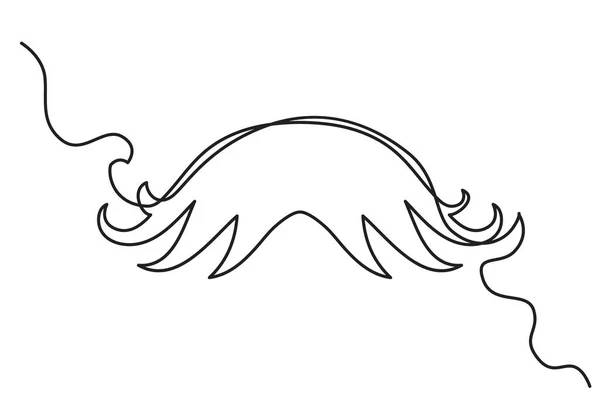 One Line Drawing Mustache Continuous Line Dad Whiskers Single Outline — Stock Vector