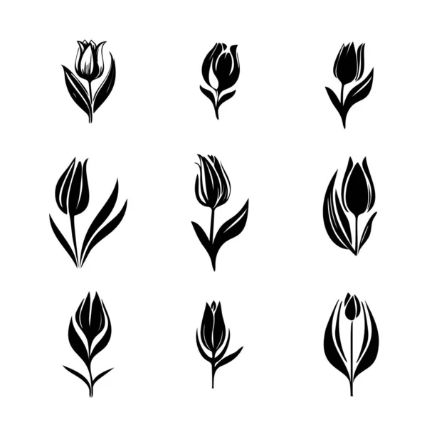 Tulip Εικονίδιο Λουλούδι Σύμβολο Daisy Σημάδι Floral Silhouette Blossom Graphic — Διανυσματικό Αρχείο