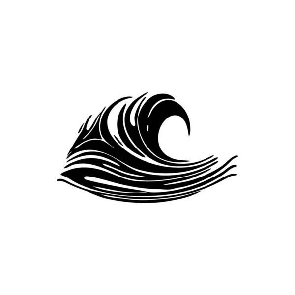 Icône Vague Mer Symbole Eau Panneau Surf Ondulation Océan Isolé — Image vectorielle