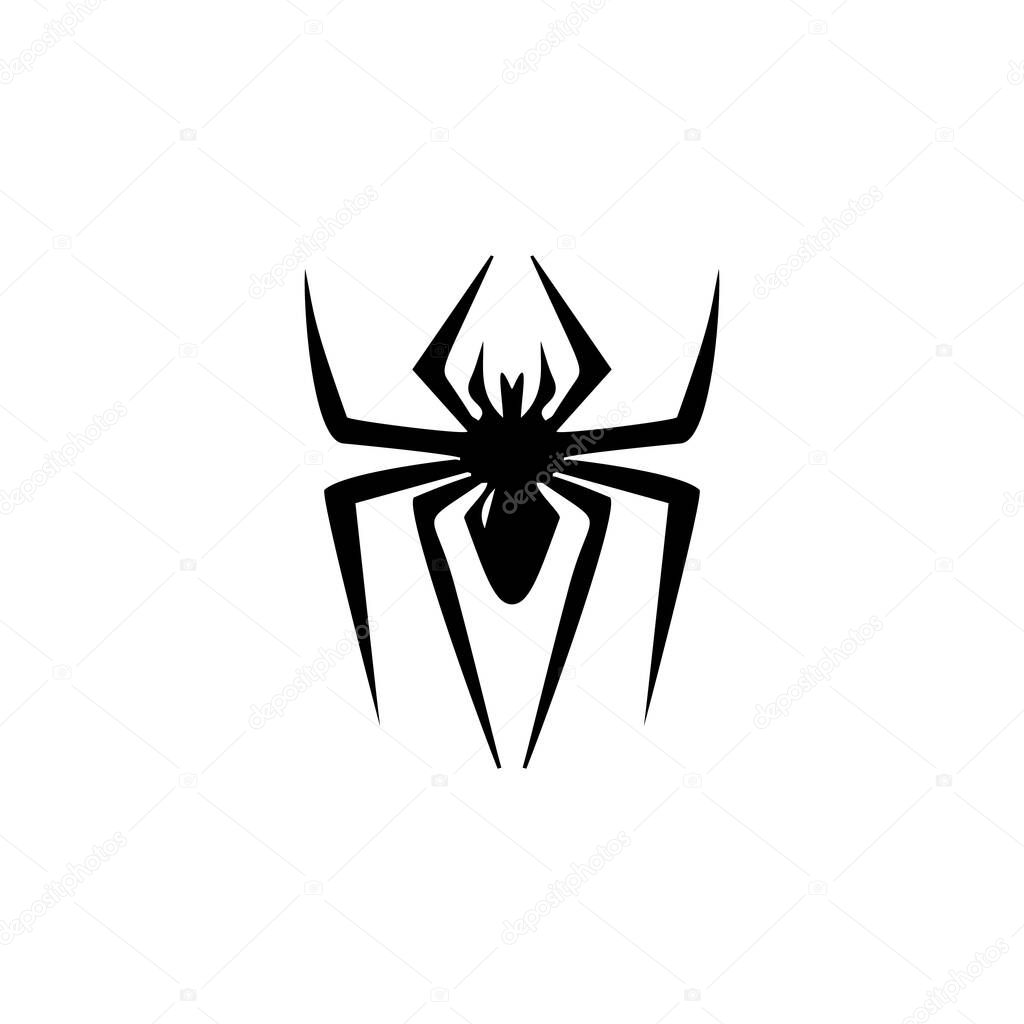 Spider icon, black widow silhouette. Halloween animal symbol, arachnid sign, bug pictogram, spider vector icon isolated