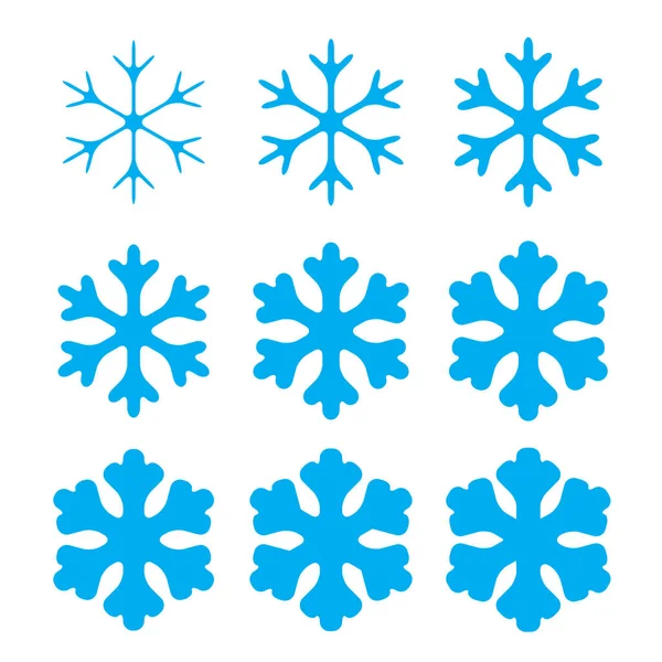 Schneeflocken Icon Set Minimales Schneesymbol Schneeflockenzeichen Schneeflocken Für Winterdesign Und — Stockvektor