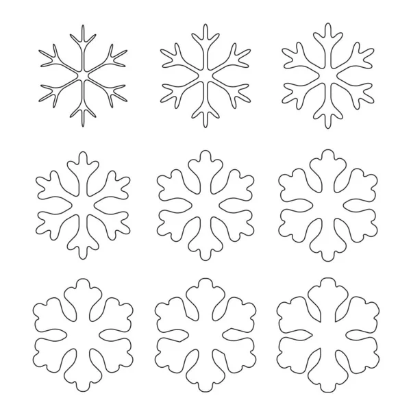 Schneeflocken Icon Set Minimales Schneesymbol Schneeflockenzeichen Schneeflocken Für Winterdesign Und — Stockvektor