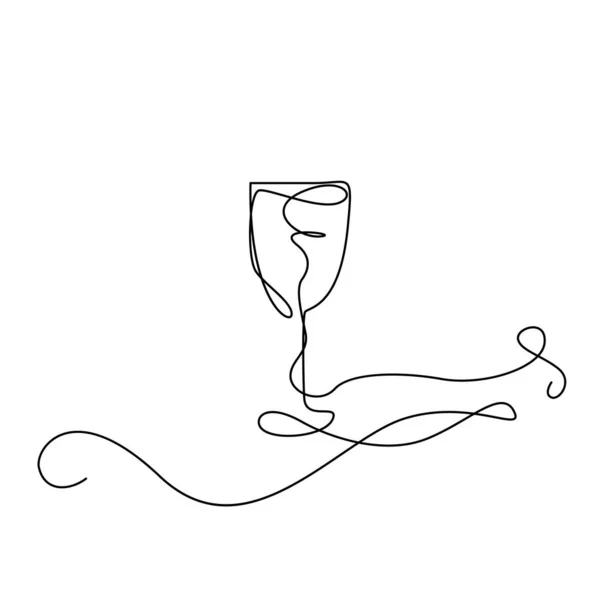 Weinglas Endloszeichnung Minimalistisches Monolines Weinglas Alkoholgetränk Feiertagszeichnung Einzeilige Weinglasillustration — Stockvektor
