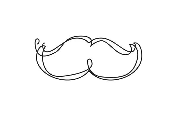 One Line Drawing Mustache Continuous Line Daddy Whiskers Single Outline — стоковий вектор
