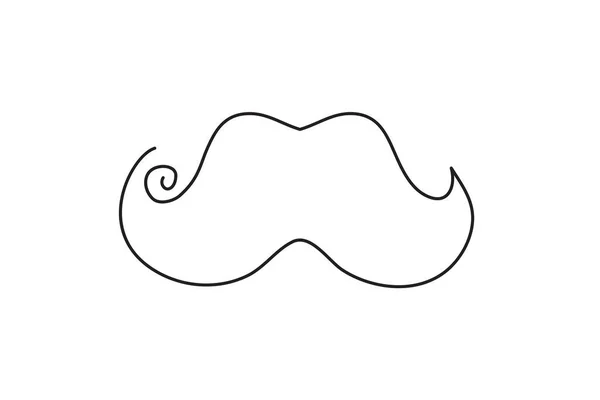 One Line Drawing Mustache Continuous Line Dad Whiskers Single Outline - Stok Vektor