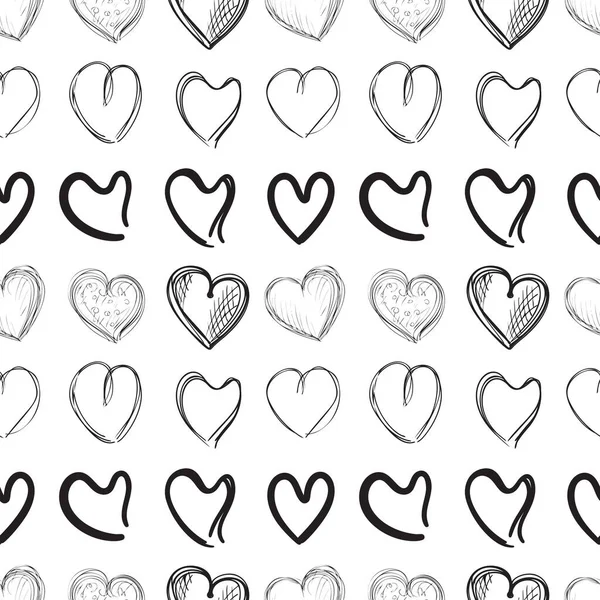Padrão Sem Emenda Coração Desenhado Mão Love Doodle Tile Escova —  Vetores de Stock