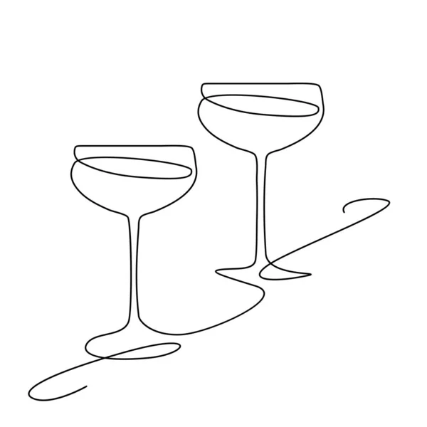 Margarita Cocktail Continuous Line Draw Bicchiere Vino Monoline Minimalista Disegno — Vettoriale Stock