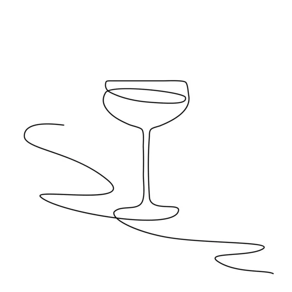 玛嘉莉塔鸡尾酒尾连续线条画 简约的单品葡萄酒杯 酒精饮料假日画 单品单品葡萄酒玻璃画图 — 图库矢量图片