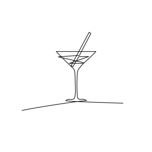 Cosmopolitan Cocktail Glass Continuous Line Draw Minimalistic Monoline Martini Cocktail — Stock Vector