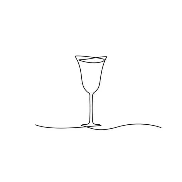 Linea Disegno Continuo Del Bicchiere Vino Bicchiere Vino Monoline Minimalista — Vettoriale Stock