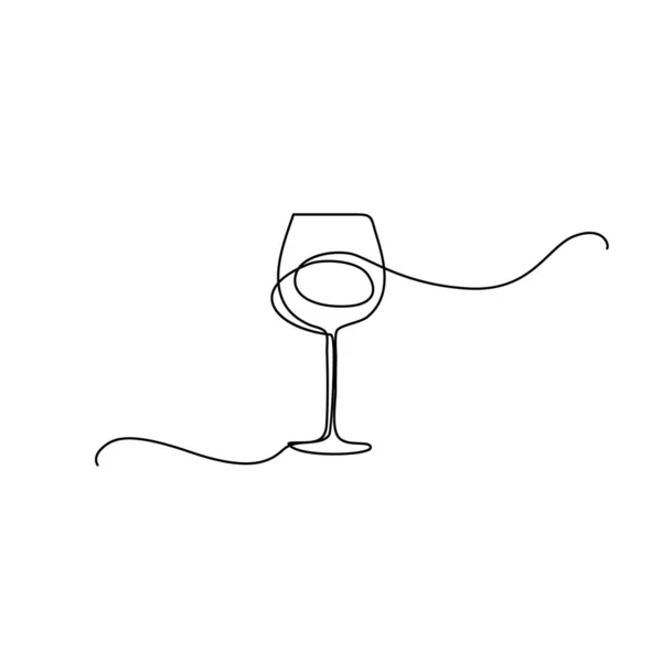 Wine Glass Continuous Line Draw Minimalistic Monoline Wineglass Alcohol Drink — Stock Vector