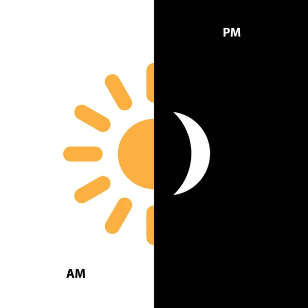 Simgesi Sabah Güneşi Akşam Sembolü Gündüz Gece Şareti Vektör Llüstrasyonu — Stok Vektör