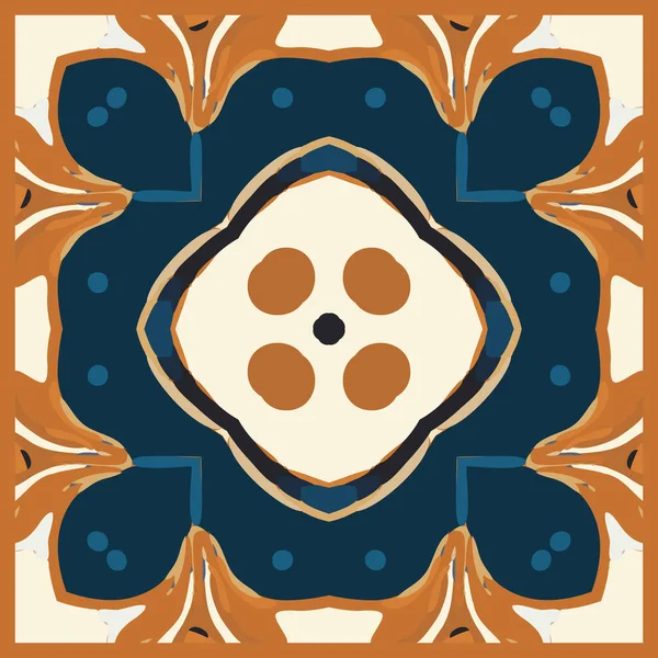 Голубая Плитка Фон Старый Fasion Ретро Azulejo Мозаика Винтажная Португальская — стоковый вектор