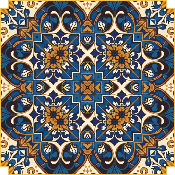 Синя Плитка Фон Старий Южн Ретро Азулєжу Мозаїчна Плитка Урожай — стоковий вектор