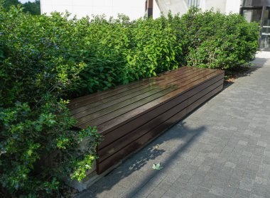 New Modern Bench in Park, Outdoor City Mimarlık, Wooden Benches, Outdoor Chair, Urban Public Mobilya, Empty Plank Seat, Comforable Bench in Recreation Area