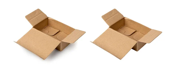 Otevřená Krabička Izolované Craft Paper Delivery Package Old Carton Packaging — Stock fotografie