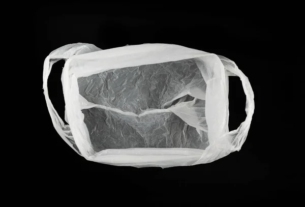 Bolsas Plástico Blanco Sobre Fondo Negro Bolsa Plástico Arrugado Después —  Fotos de Stock
