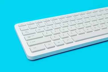 Beyaz Kablosuz Klavye Üst Görünüm, Düğmeli Yeni Gri Klavye, PC Hotkey, Keystroke Fotoğrafı