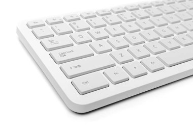 Beyaz Kablosuz Klavye Üst Görünüm, Düğmeli Yeni Gri Klavye, PC Hotkey, Keystroke Fotoğrafı
