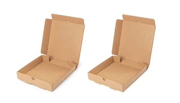 Pizza Doboz Elszigetelt Kézműves Papír Szállítási Csomag Mockup Karton Csomagolás — Stock Fotó