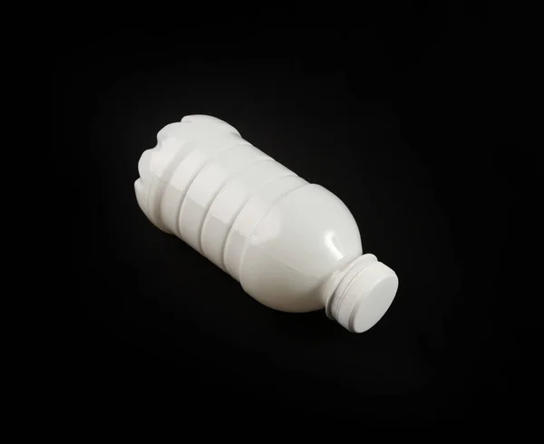 Garrafa Leite Plástica Vazia Garrafa Plástico Branco Conceito Global Poluição — Fotografia de Stock