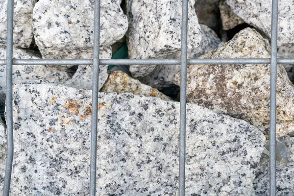 Gabion Stone Fence Retaining Wall Gabion Baskets Stones Wire Mesh — Stock Photo, Image